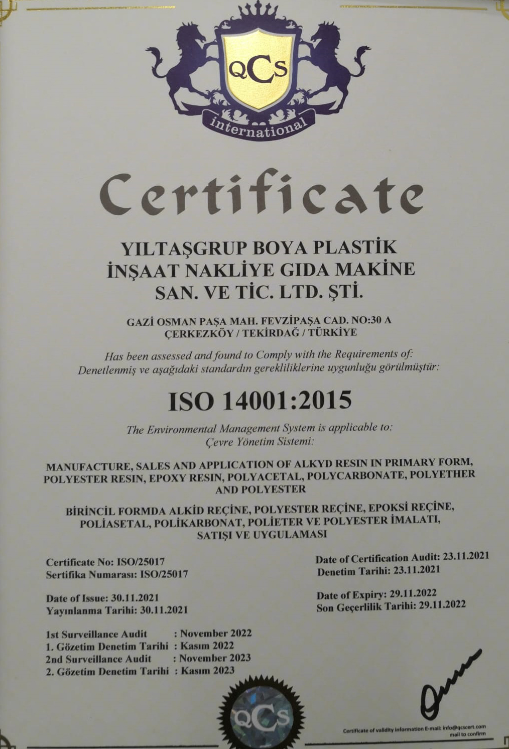  Çevre Yönetim Sistemi